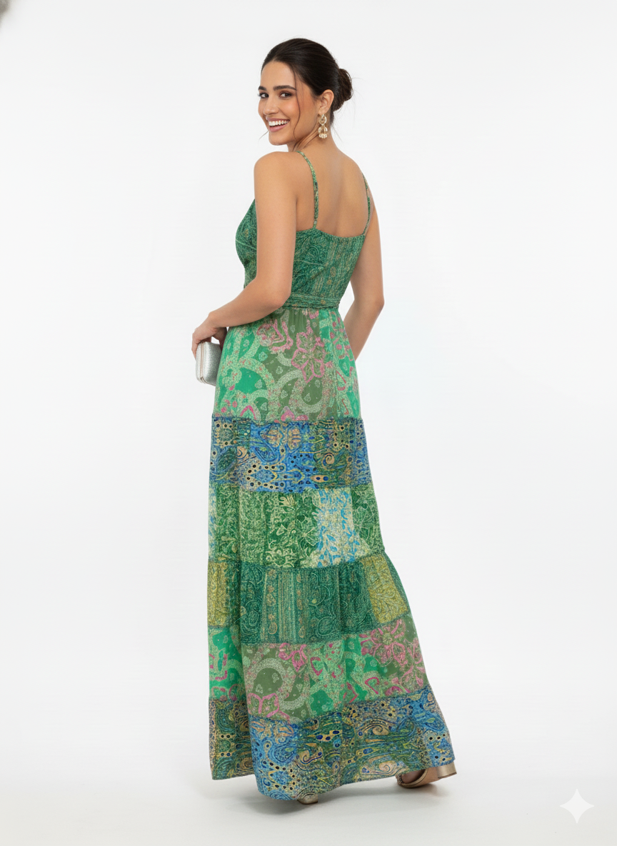 VESTIDO LARGO BOHO "TARDE MEDITERRANEA"