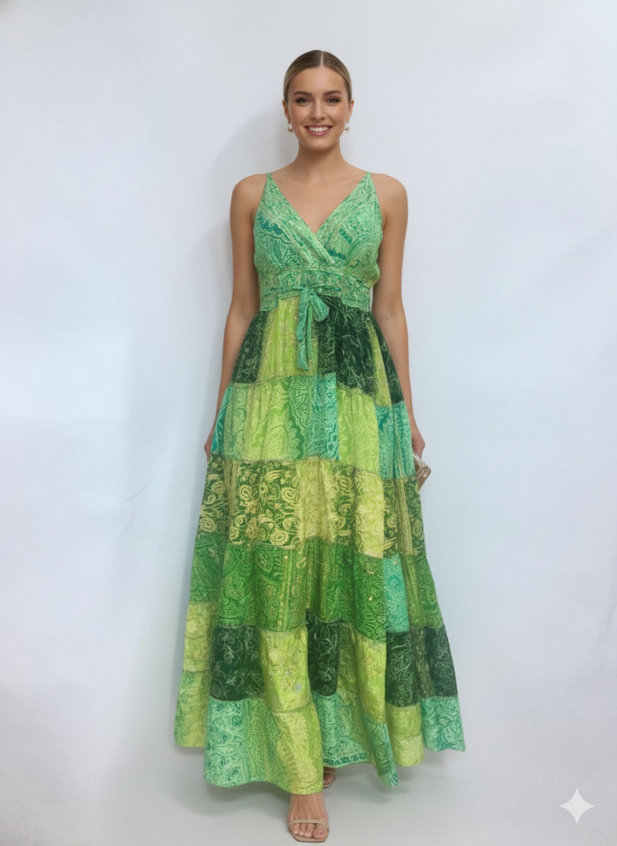 VESTIDO BOHEMIO CHIC "BAHIA DORADA"