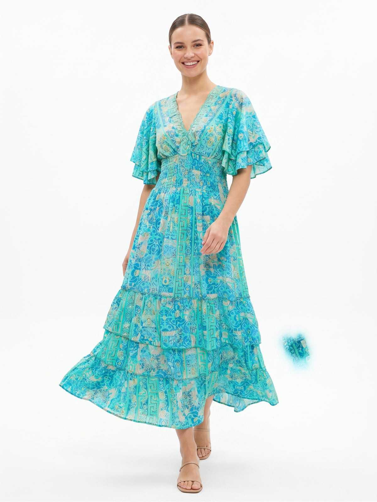 VESTIDO LARGO BOHEMIO "ROSA DEL CARIBE"