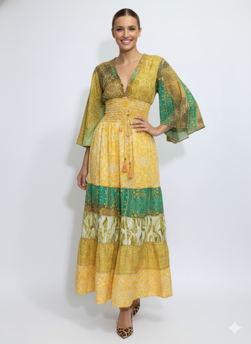 VESTIDO LARGO BOHEMIO " CANTO DEL MAR"