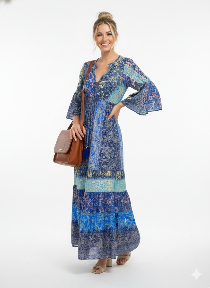 VESTIDO BOHEMIO "CRISTAL DEL MAR"