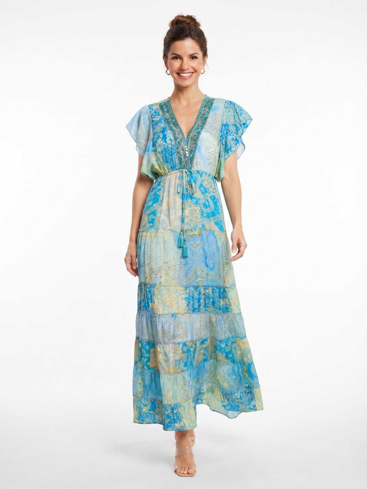 VESTIDO LARGO BOHO "COSTA ESMERALDA"