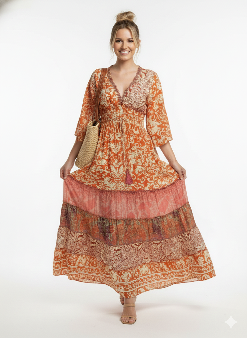 VESTIDO BOHEMIO "LUZ DE ARENA"