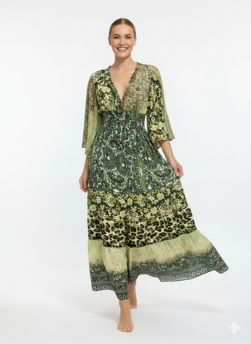 VESTIDO BOHEMIO "BAHIA DORADA"