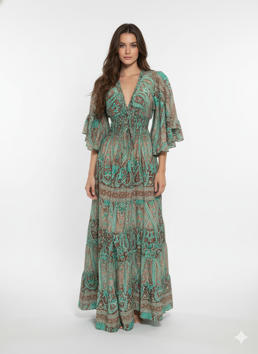 VESTIDO LARGO BOHEMIO " FRESCURA ATARDECER"