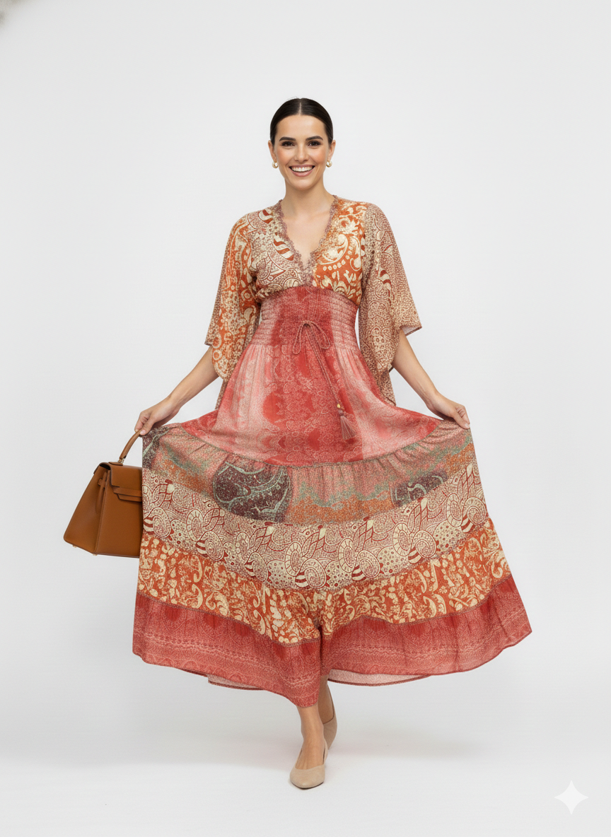 VESTIDO BOHEMIO "FLOR DEL PACIFICO"