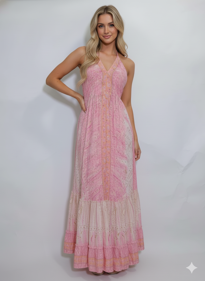 VESTIDO LARGO BOHEMIO BAHIA DORADA