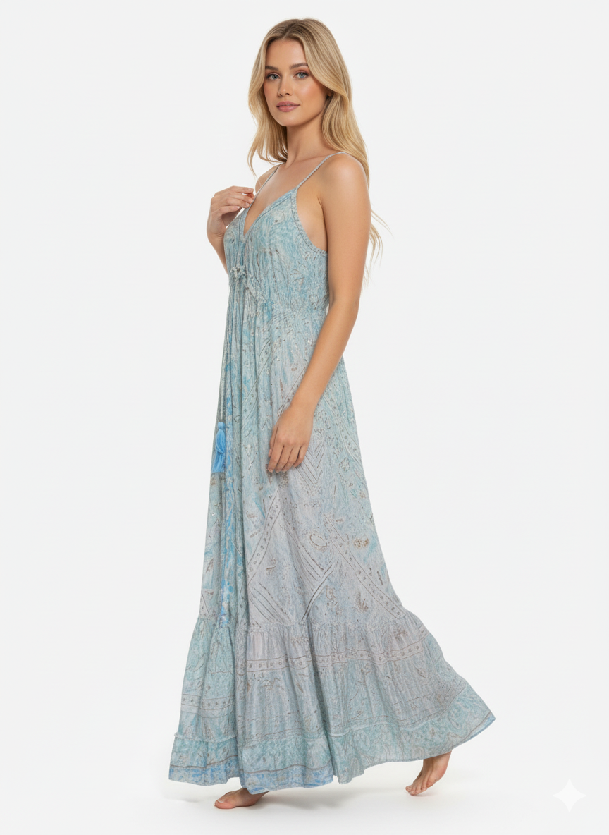 VESTIDO LARGO "MAR DE CORAL"