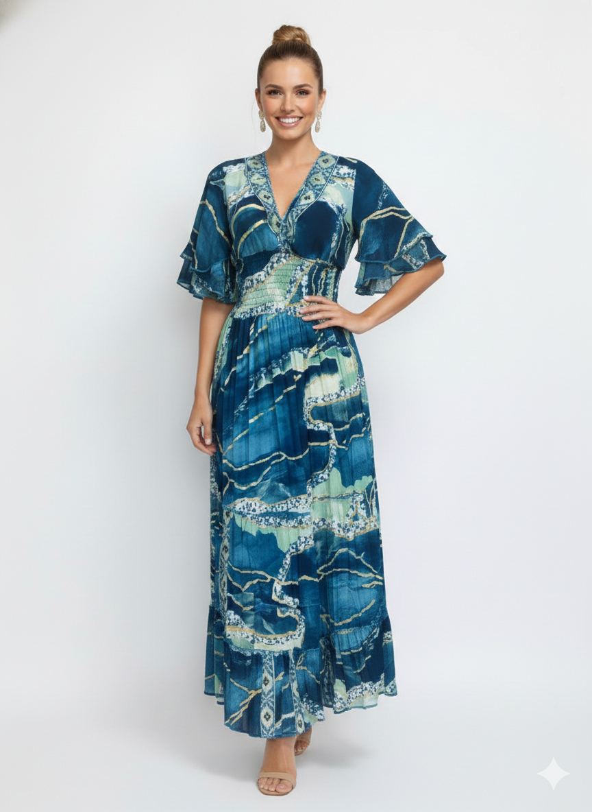 VESTIDO LARGO BOHO "ENCANTO ATARDECER"
