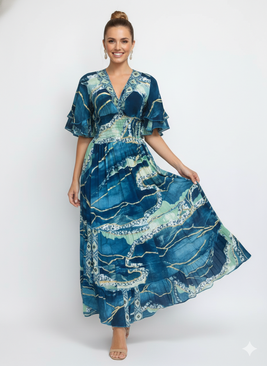 VESTIDO LARGO BOHO "ENCANTO ATARDECER"