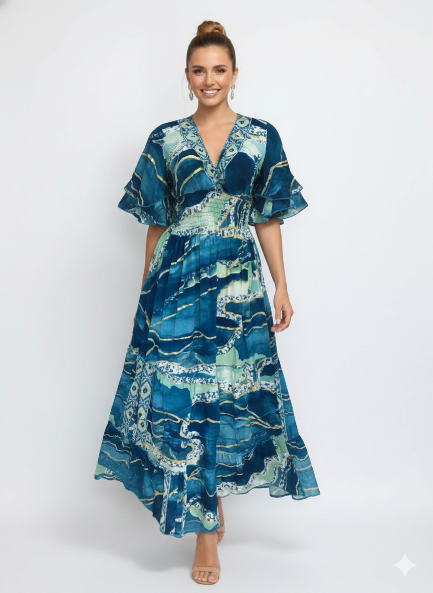 VESTIDO LARGO BOHO "ENCANTO ATARDECER"