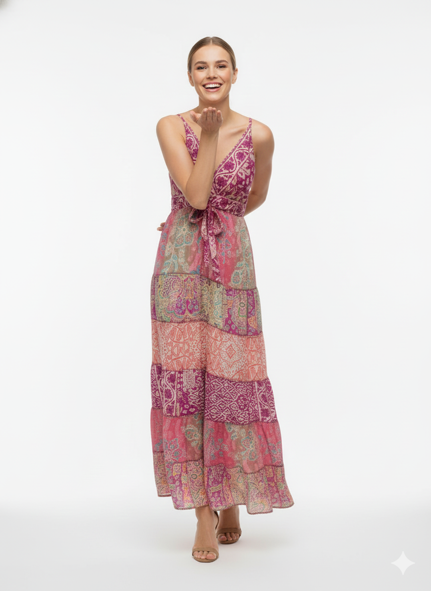 VESTIDO BOHEMIO "BAHIA DORADA"
