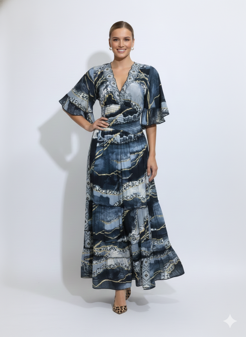VESTIDO  LARGO "ENCANTO MARINA"