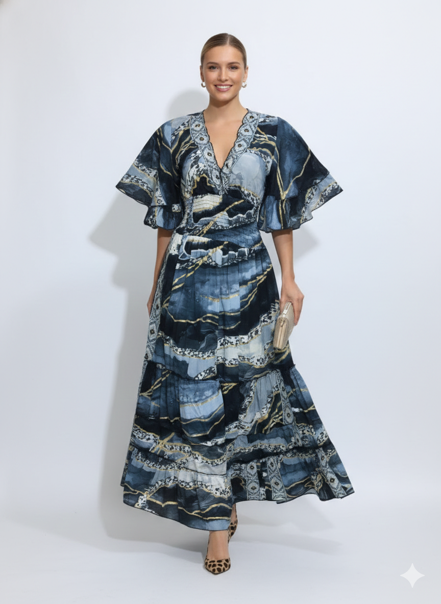 VESTIDO  LARGO "ENCANTO MARINA"