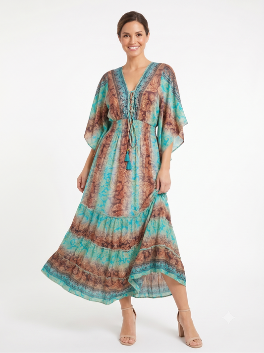 VESTIDO LARGO BOHEMIO "BRISA DORADA"