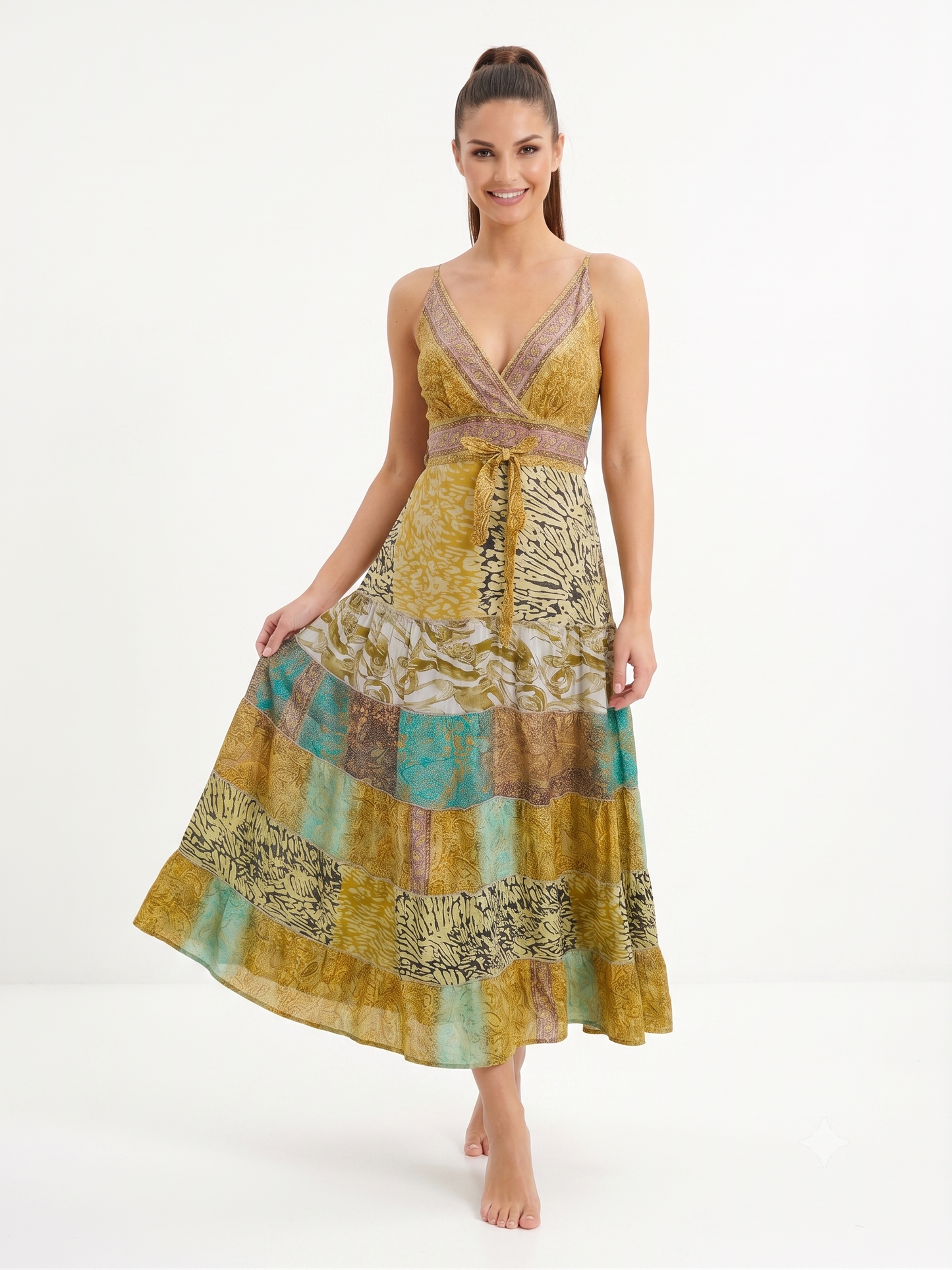 VESTIDO BOHEMIO "BAHIA DORADA"