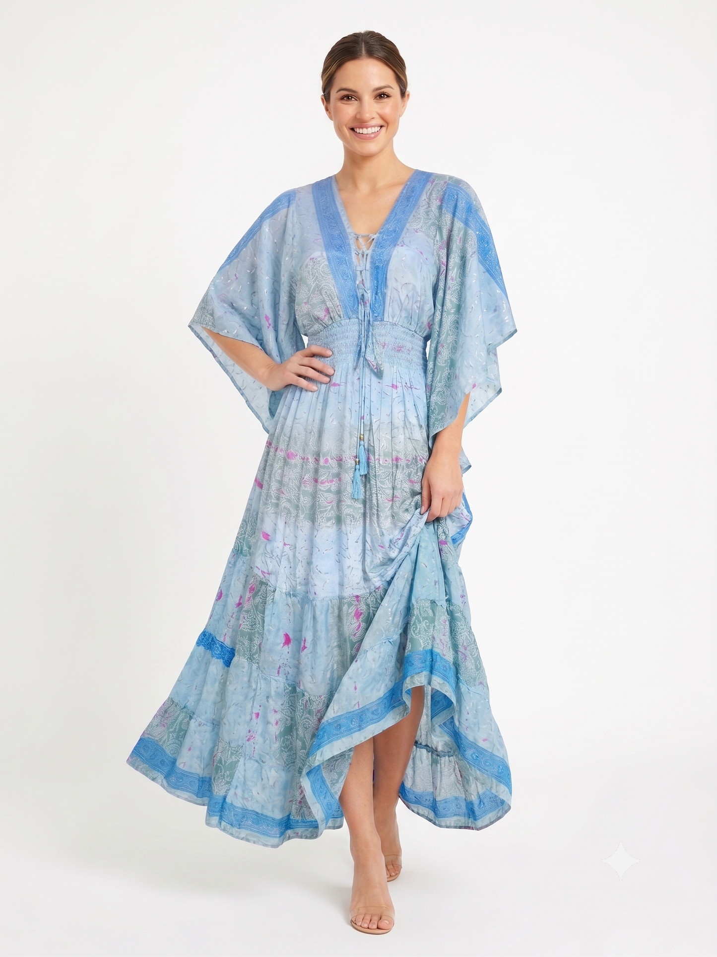 VESTIDO LARGO BOHEMIO "ROSA DEL CARIBE"