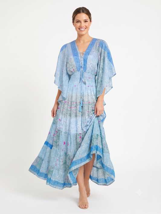 VESTIDO LARGO BOHEMIO "ROSA DEL CARIBE"