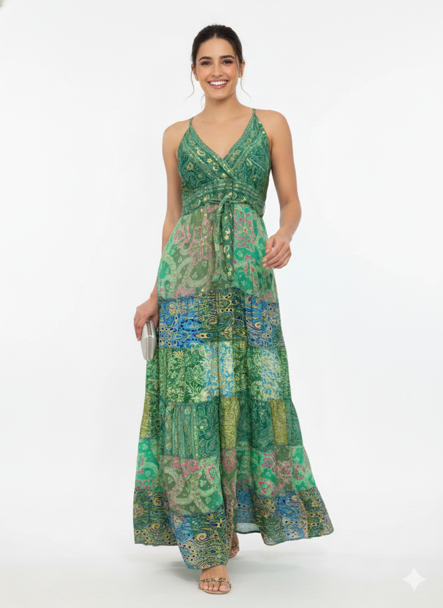 VESTIDO LARGO BOHO "TARDE MEDITERRANEA"