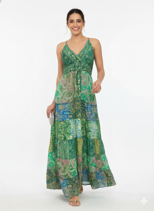 VESTIDO LARGO BOHO "TARDE MEDITERRANEA"
