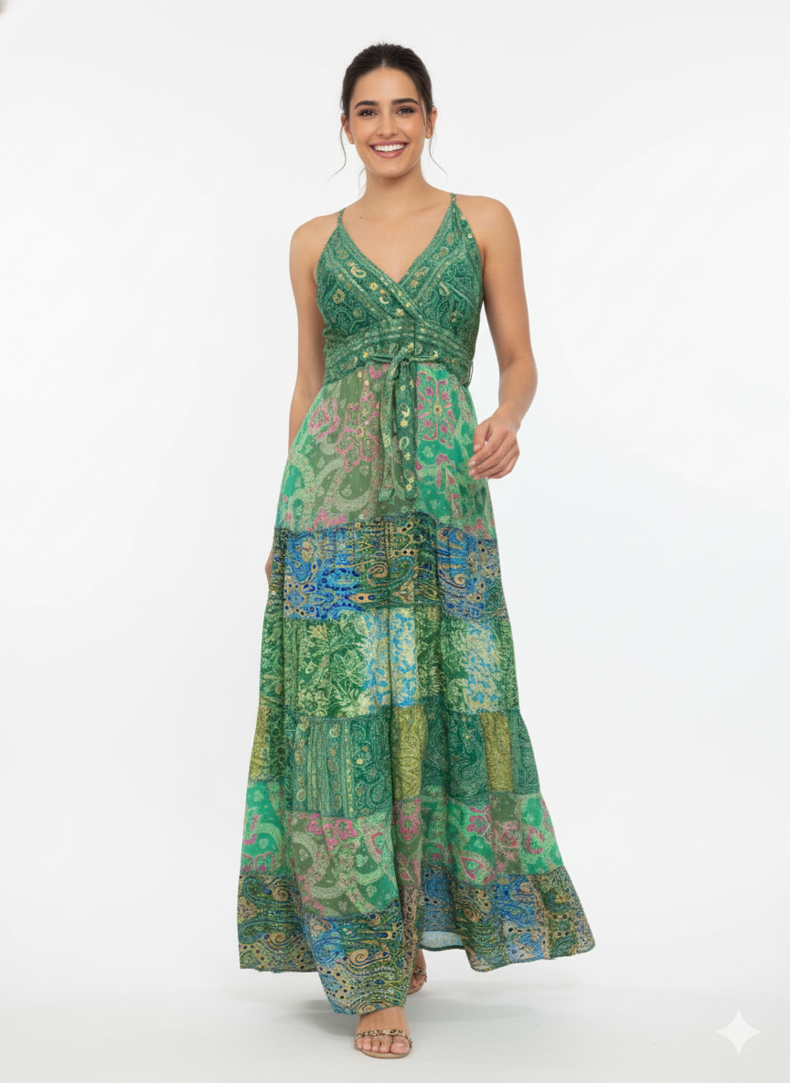 VESTIDO LARGO BOHO "TARDE MEDITERRANEA"