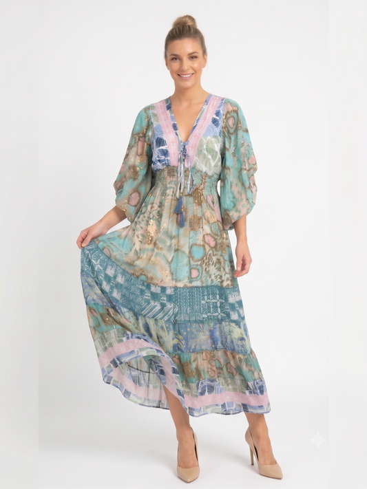 VESTIDO LARGO BOHO "CALIDO Y FRESH"