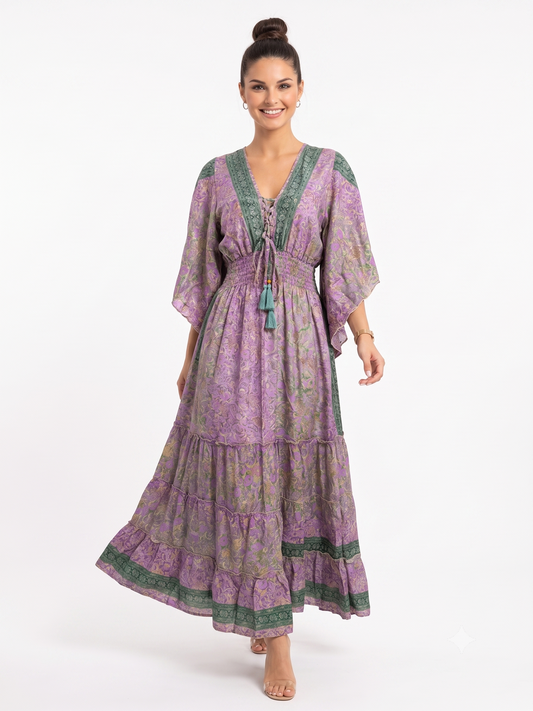 VESTIDO LARGO BOHO "TARDE MEDITERRANEA"