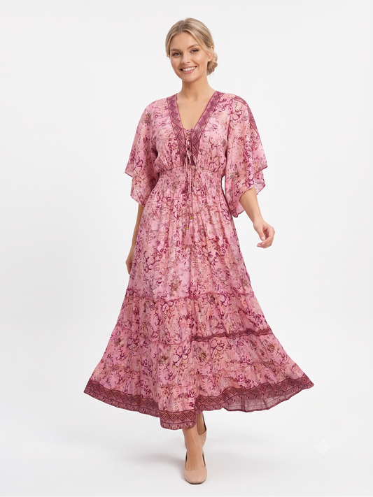 VESTIDO LARGO BOHEMIO "OASIS DE CORAL"