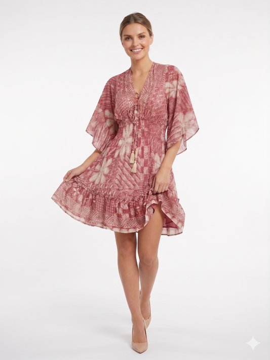 VESTIDO LARGO BOHO "BRUNA DORADA"