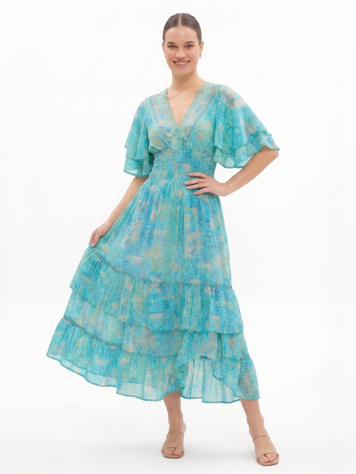 VESTIDO LARGO BOHEMIO "ROSA DEL CARIBE"