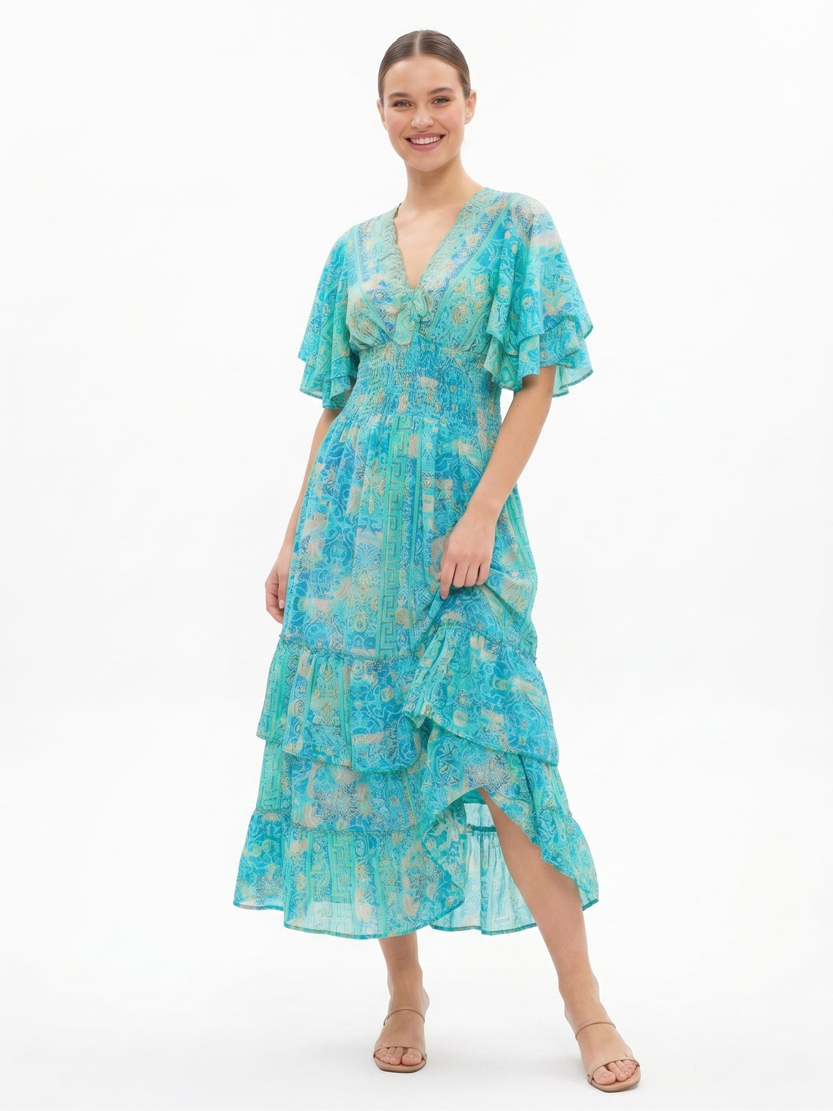 VESTIDO LARGO BOHEMIO "ROSA DEL CARIBE"