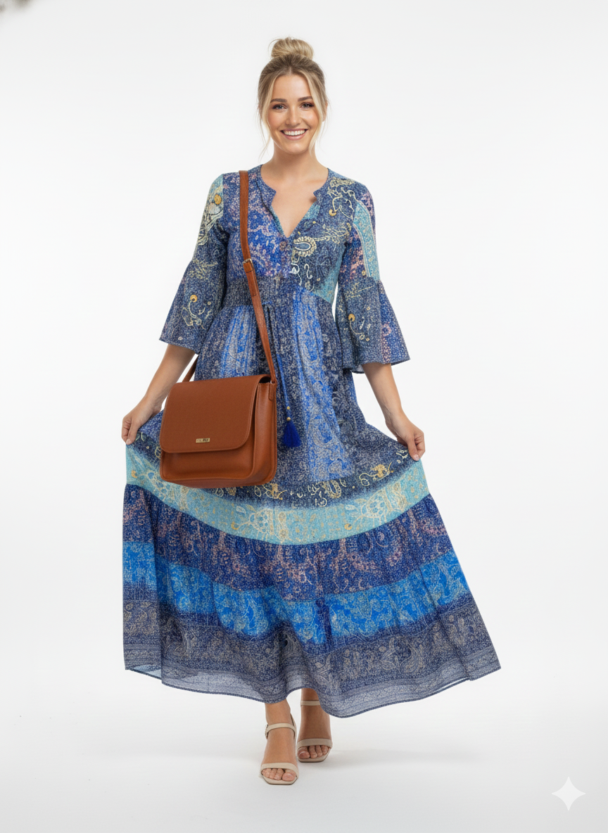 VESTIDO BOHEMIO "CRISTAL DEL MAR"