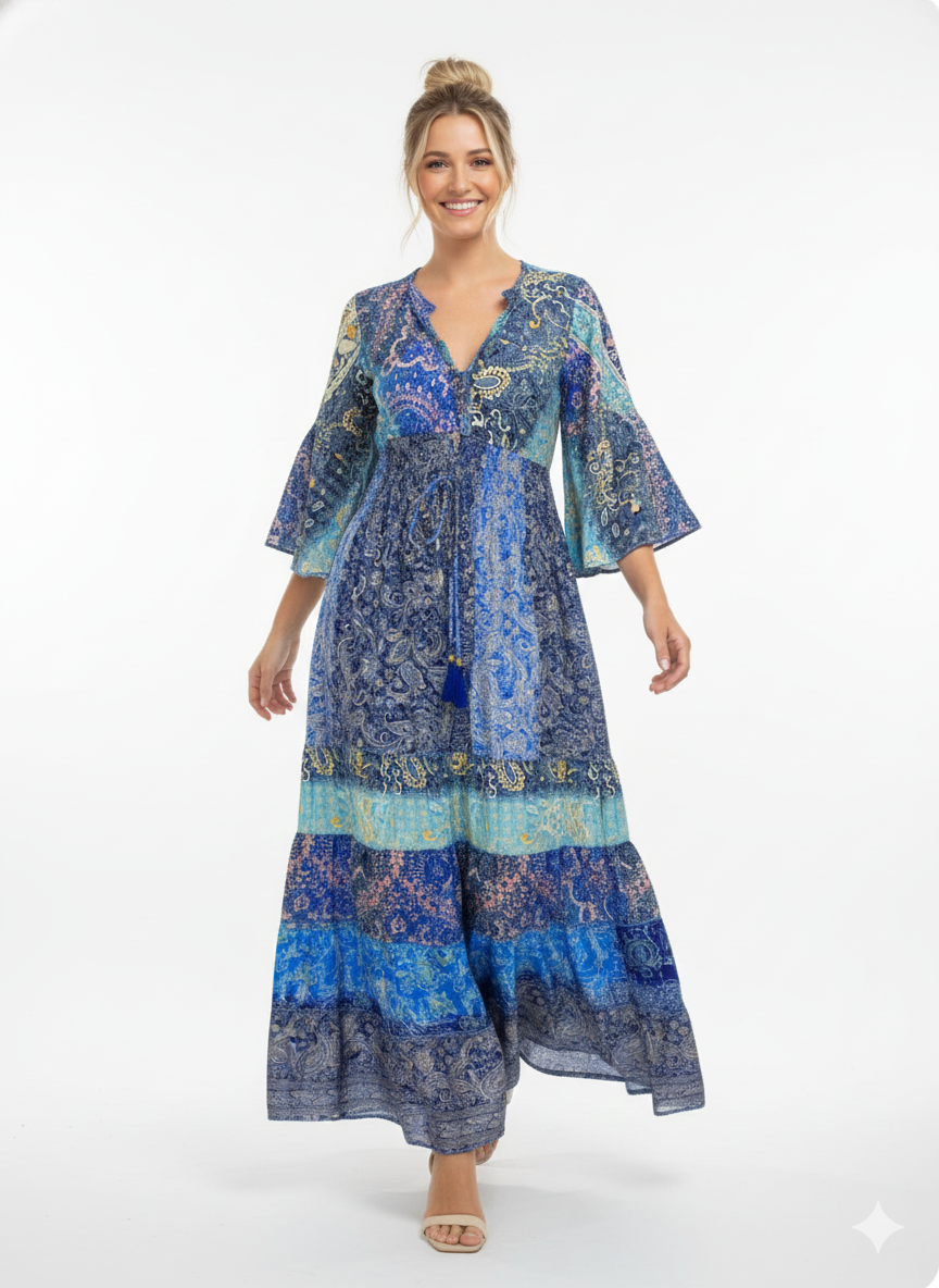 VESTIDO BOHEMIO "CRISTAL DEL MAR"