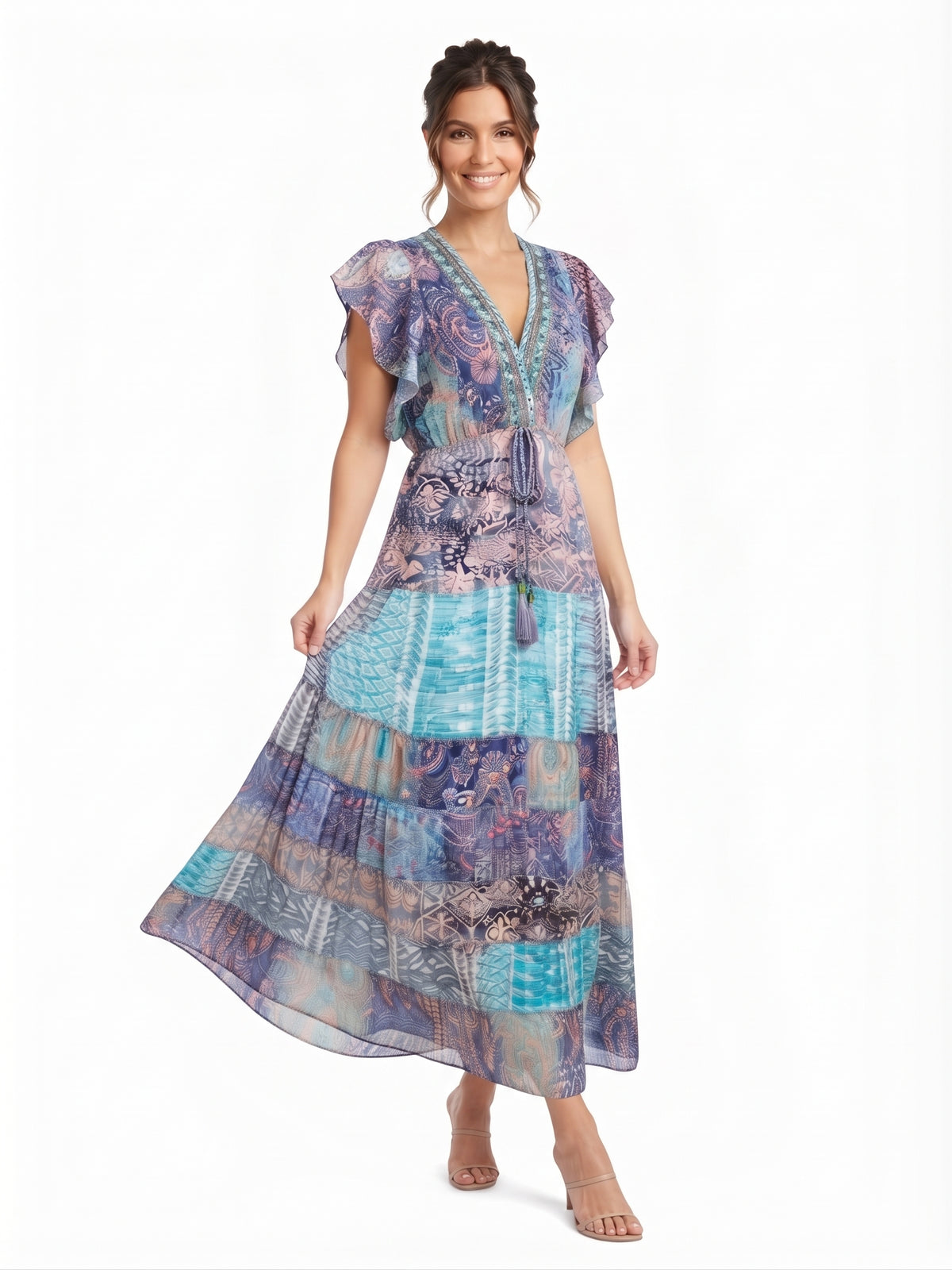 VESTIDO BOHEMIO "BAHIA DORADA"