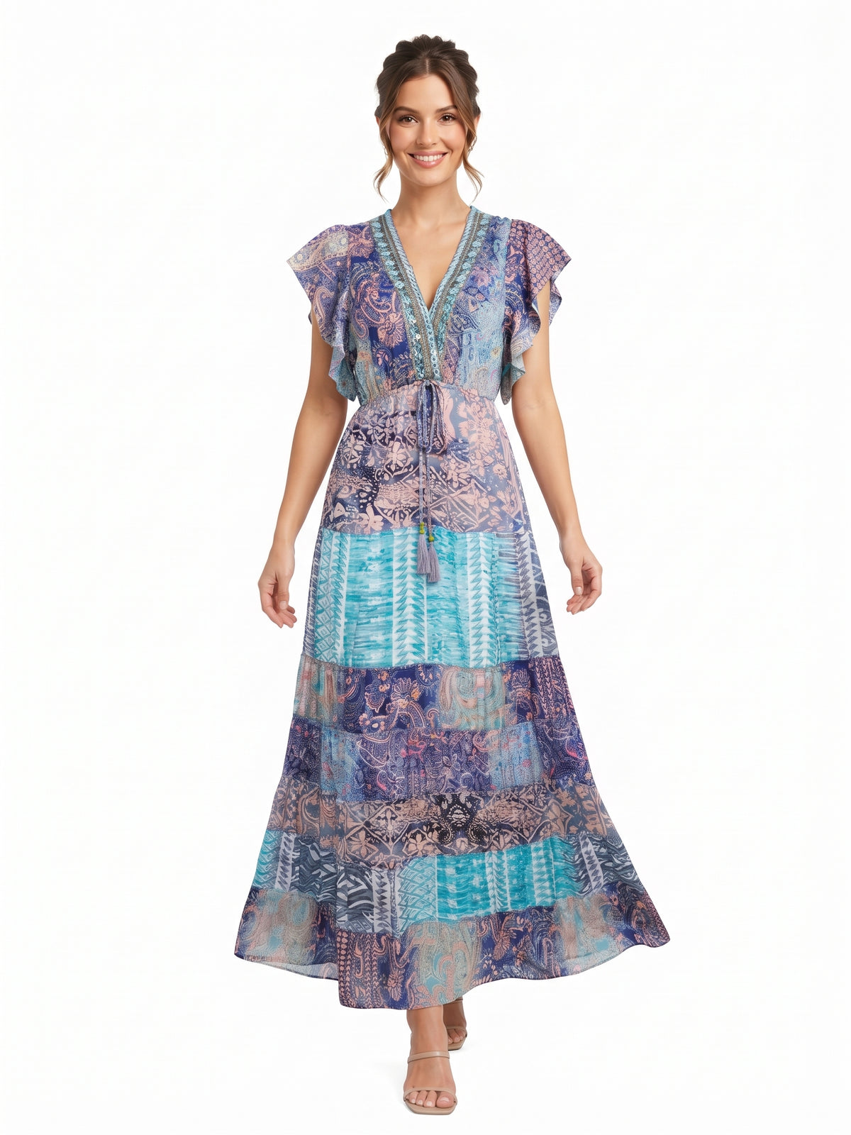 VESTIDO BOHEMIO "BAHIA DORADA"
