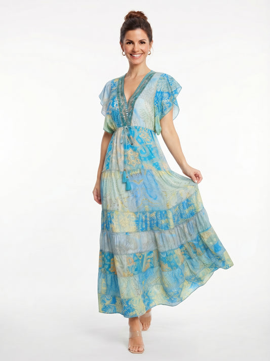 VESTIDO LARGO BOHO "COSTA ESMERALDA"