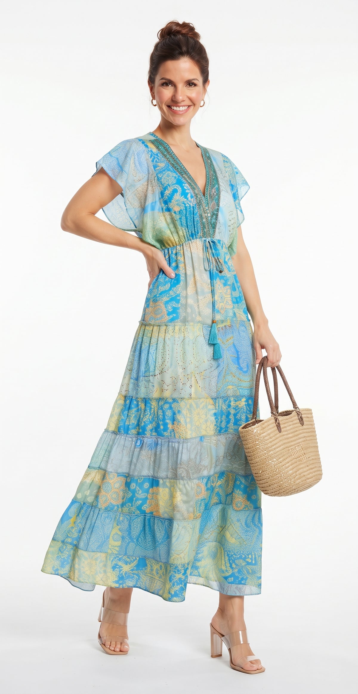 VESTIDO LARGO BOHO "COSTA ESMERALDA"