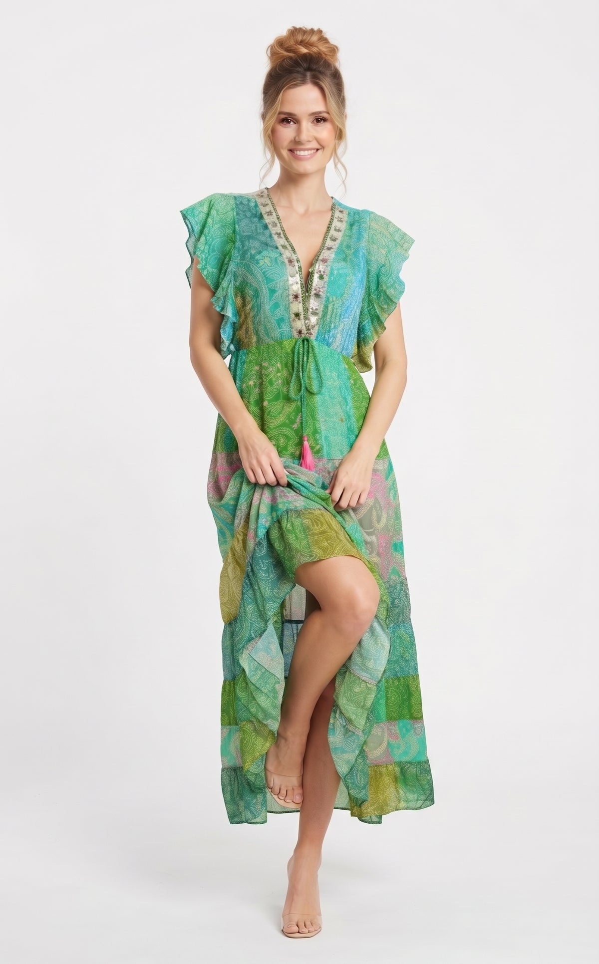 VESTIDO BOHEMIO BOHO "ALMA DORADA"
