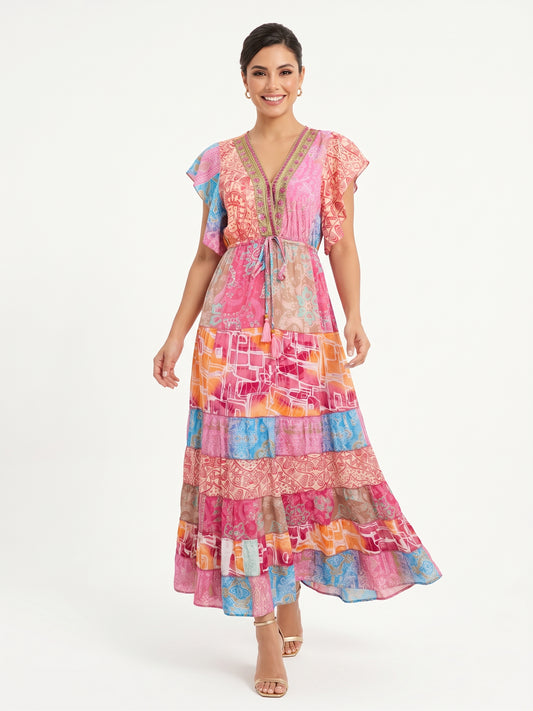 VESTIDO BOHO "AURORA DE CORAL"