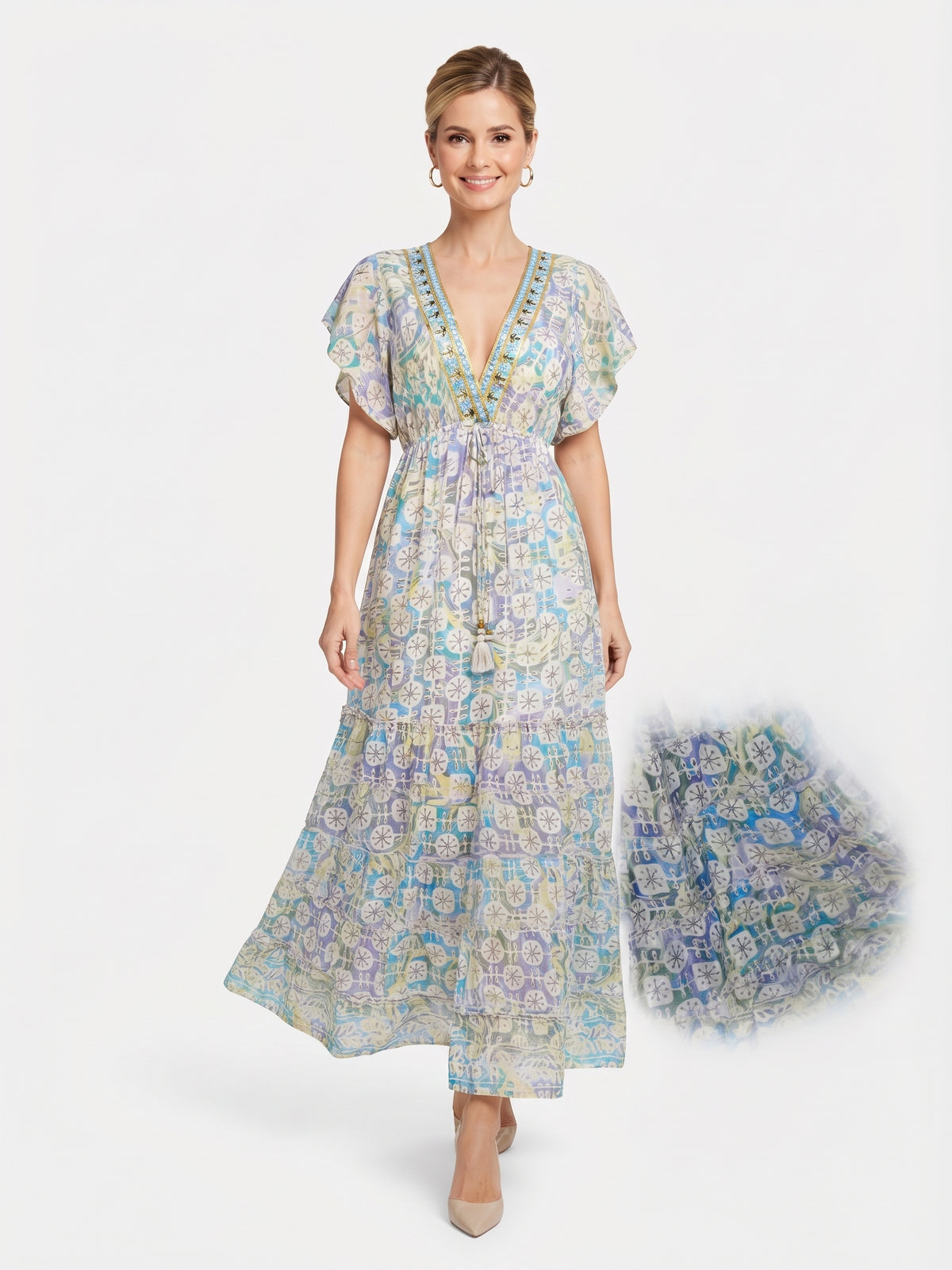 VESTIDO BOHEMIO "ALMA DE COSTA VERDE"