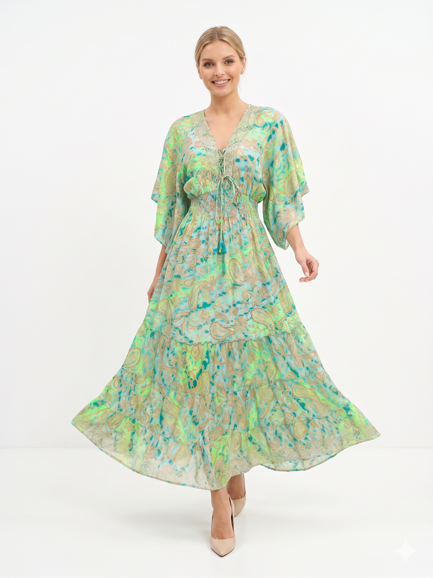 VESTIDO LARGO BOHO "TARDE MEDITERRANEA"