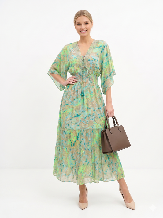VESTIDO LARGO BOHO "TARDE MEDITERRANEA"