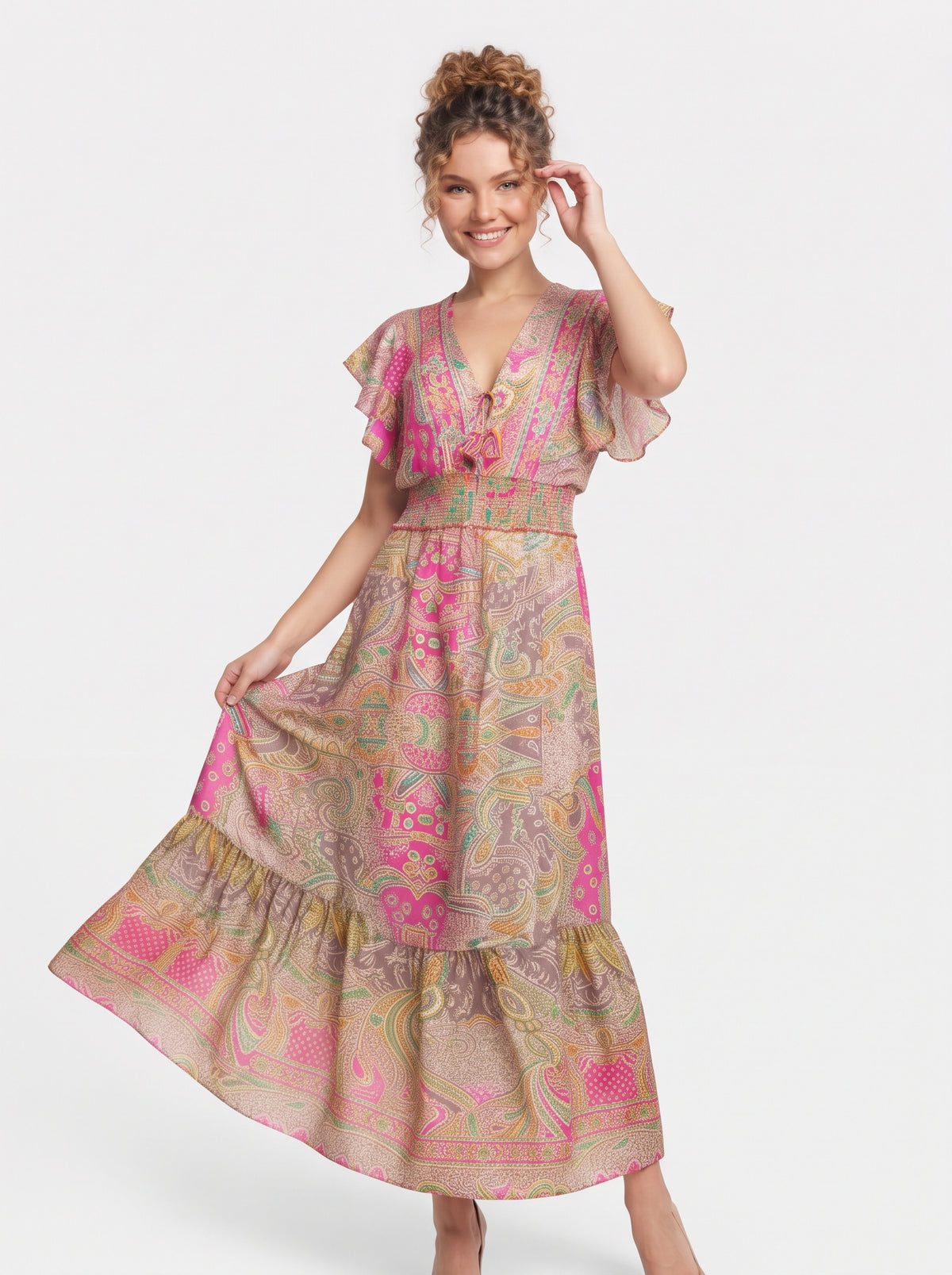 VESTIDO BOHEMIO "OCASO VAINILLA"