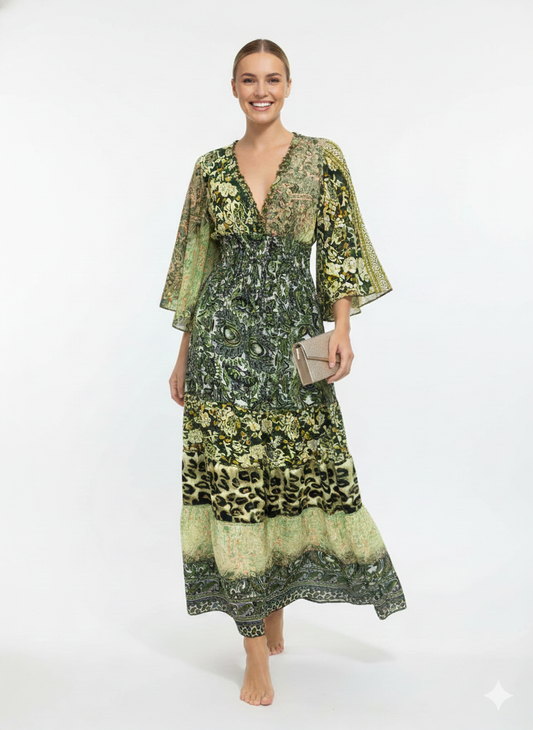 VESTIDO BOHEMIO "BAHIA DORADA"