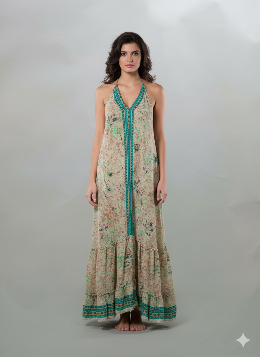 VESTIDO LARGO BOHEMIO "TROPICAL"