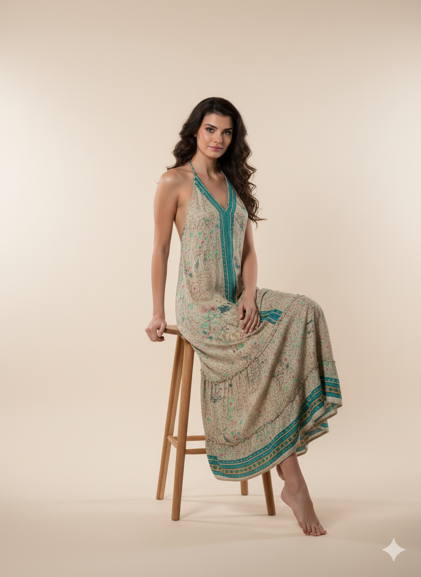 VESTIDO LARGO BOHEMIO "TROPICAL"