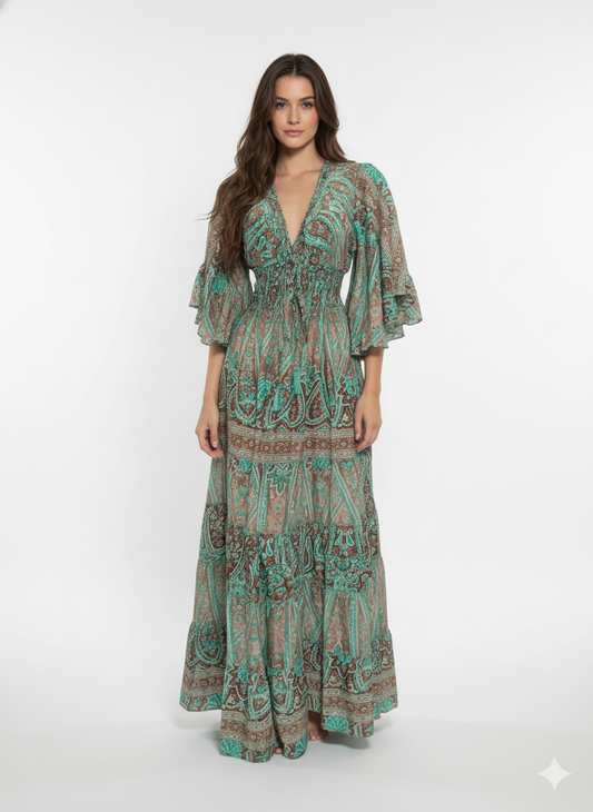 VESTIDO LARGO BOHEMIO " FRESCURA ATARDECER"