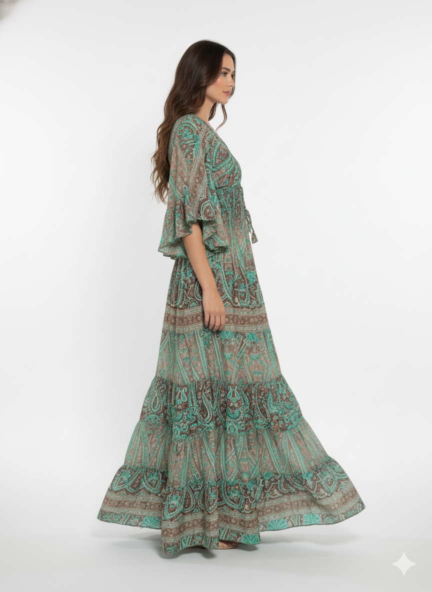 VESTIDO LARGO BOHEMIO " FRESCURA ATARDECER"