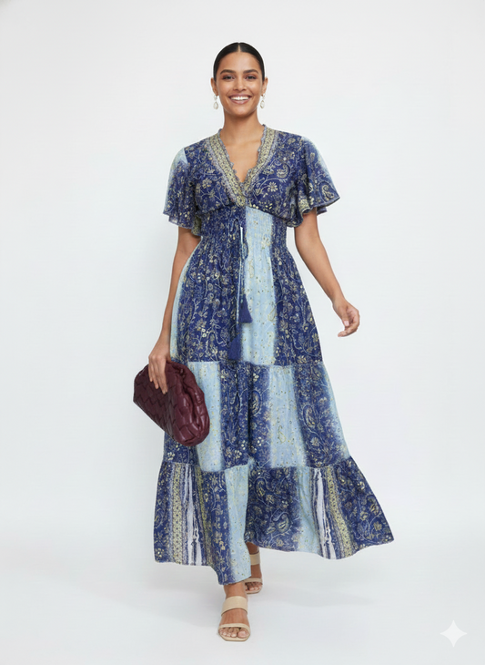 VESTIDO LARGO BOHEMIO " CANTO DEL MAR"