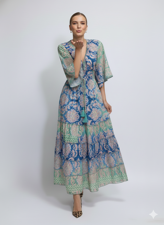 VESTIDO LARGO BOHEMIO " FRESCURA ATARDECER"